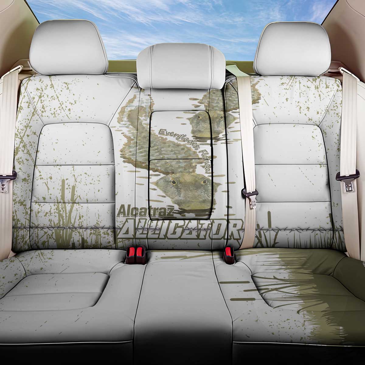 Everglades Florida Alligators Back Car Seat Cover Alcatraz Est 2025 - Wonder Print Shop