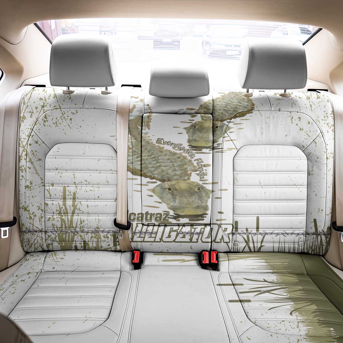 Everglades Florida Alligators Back Car Seat Cover Alcatraz Est 2025 - Wonder Print Shop