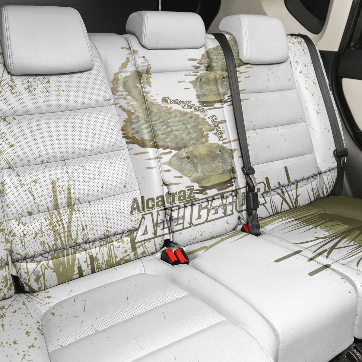 Everglades Florida Alligators Back Car Seat Cover Alcatraz Est 2025 - Wonder Print Shop