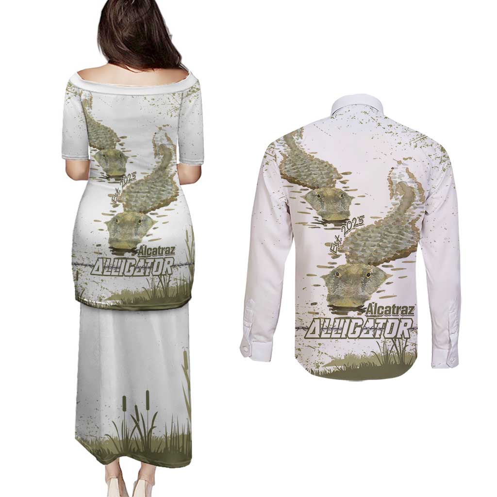 Everglades Florida Alligators Couples Matching Puletasi and Long Sleeve Button Shirt Alcatraz Est 2025 - Wonder Print Shop