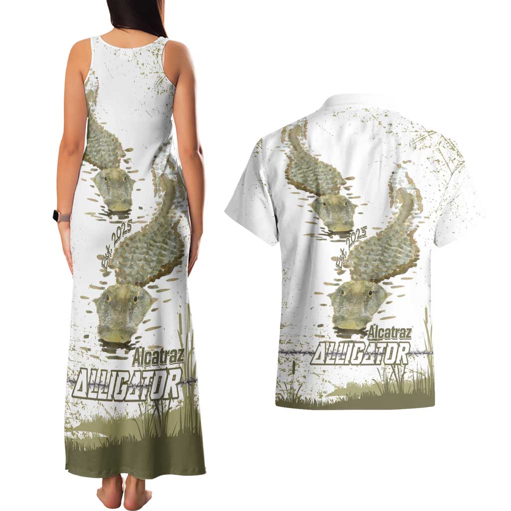 Everglades Florida Alligators Couples Matching Tank Maxi Dress and Hawaiian Shirt Alcatraz Est 2025 - Wonder Print Shop
