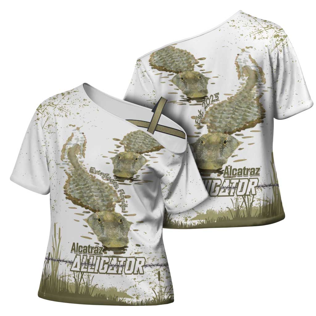 Everglades Florida Alligators Cross Shoulder Shirt Alcatraz Est 2025 - Wonder Print Shop