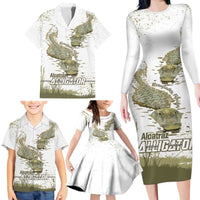 Everglades Florida Alligators Family Matching Long Sleeve Bodycon Dress and Hawaiian Shirt Alcatraz Est 2025 - Wonder Print Shop