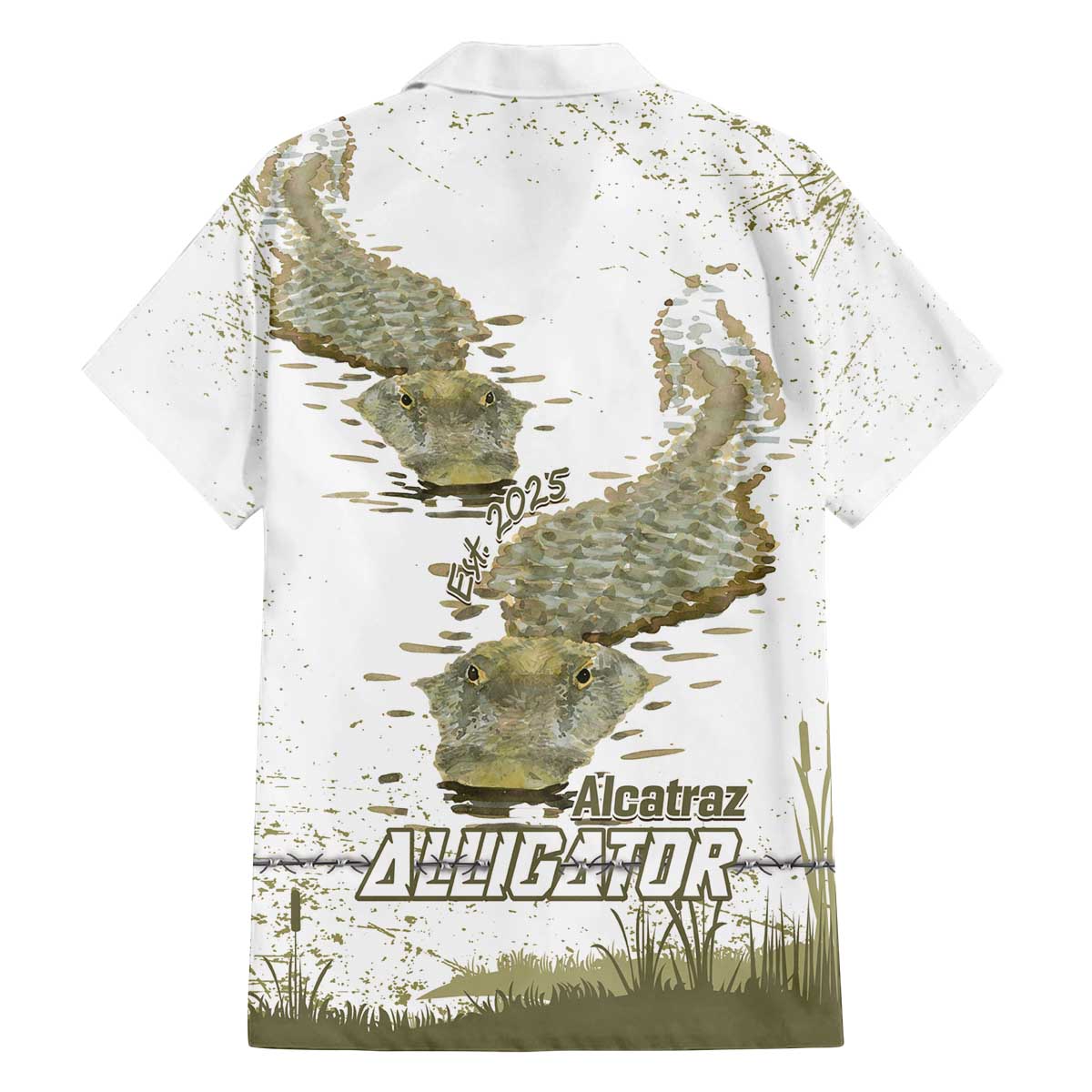 Everglades Florida Alligators Family Matching Off The Shoulder Long Sleeve Dress and Hawaiian Shirt Alcatraz Est 2025 - Wonder Print Shop