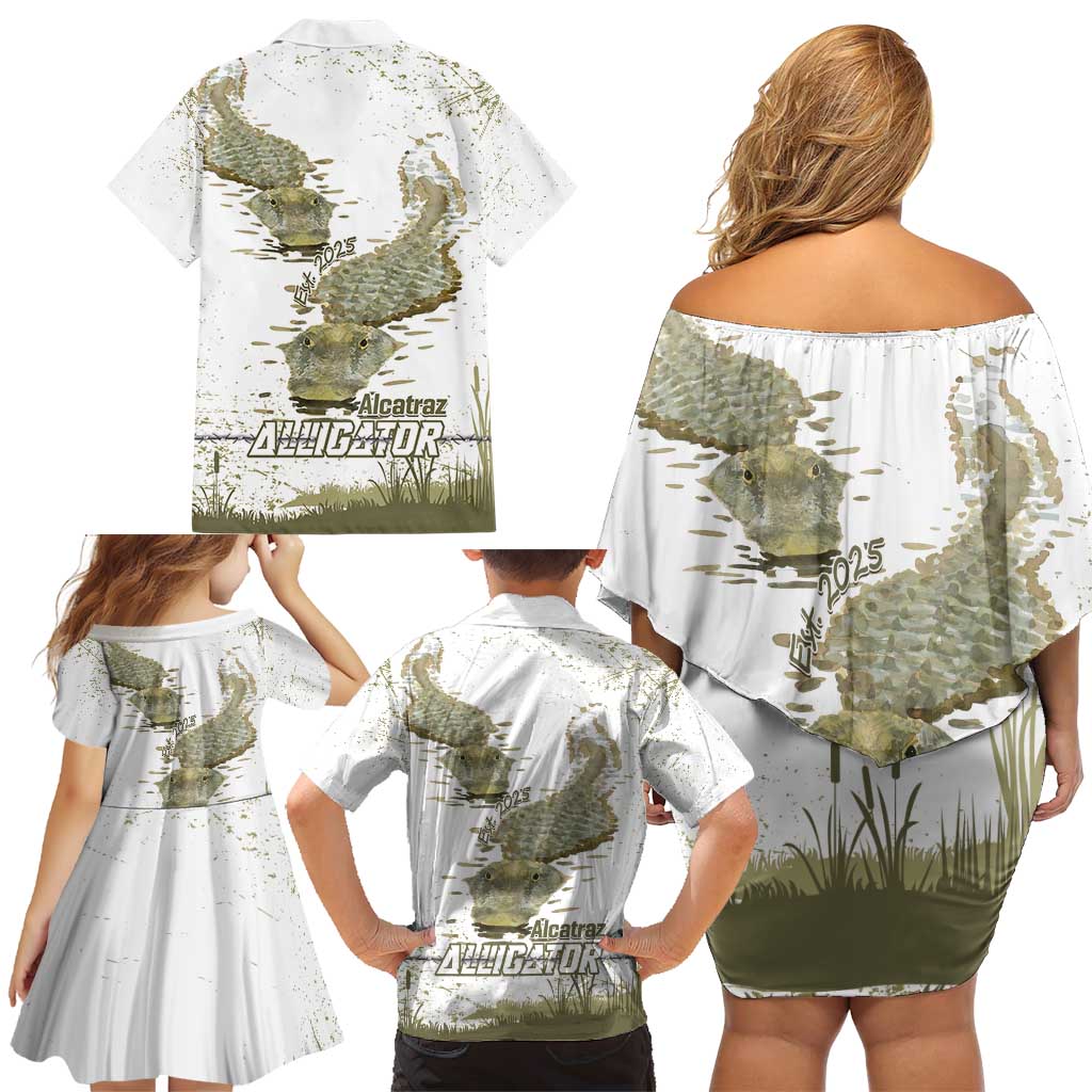 Everglades Florida Alligators Family Matching Off Shoulder Short Dress and Hawaiian Shirt Alcatraz Est 2025 - Wonder Print Shop