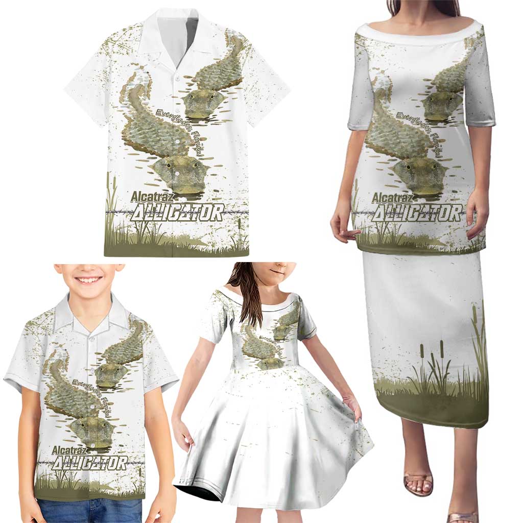 Everglades Florida Alligators Family Matching Puletasi and Hawaiian Shirt Alcatraz Est 2025 - Wonder Print Shop