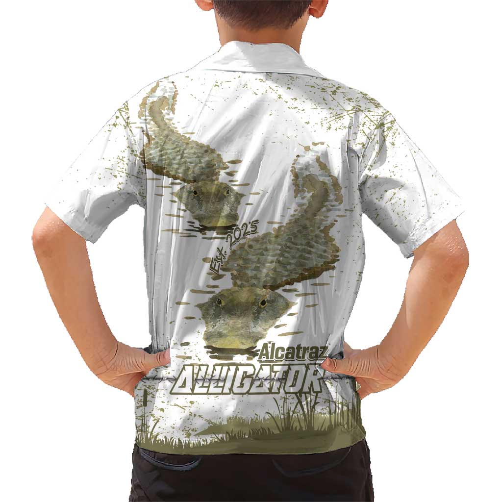 Everglades Florida Alligators Family Matching Short Sleeve Bodycon Dress and Hawaiian Shirt Alcatraz Est 2025 - Wonder Print Shop