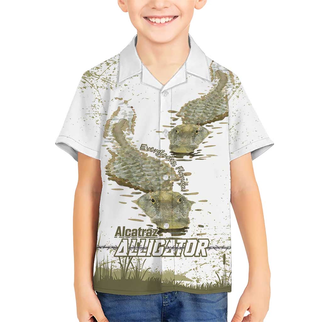 Everglades Florida Alligators Family Matching Short Sleeve Bodycon Dress and Hawaiian Shirt Alcatraz Est 2025 - Wonder Print Shop