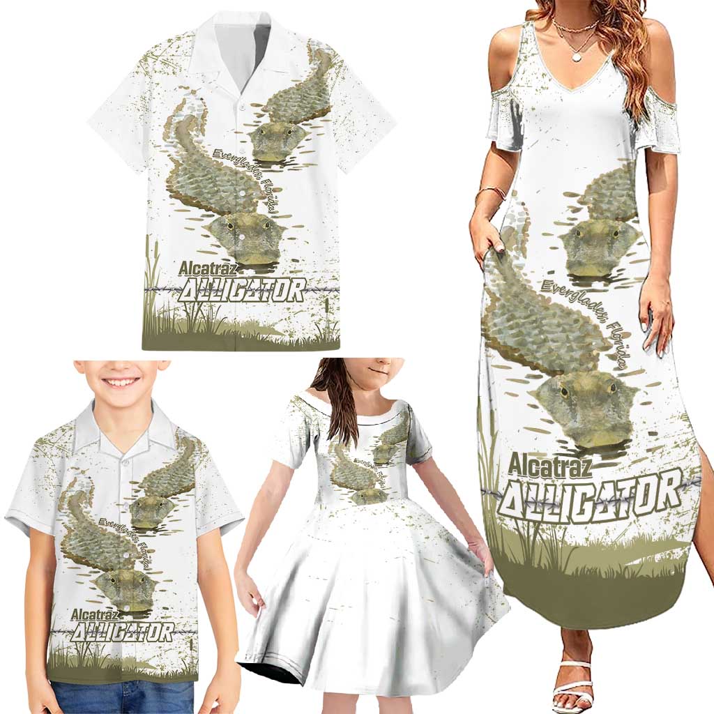 Everglades Florida Alligators Family Matching Summer Maxi Dress and Hawaiian Shirt Alcatraz Est 2025 - Wonder Print Shop