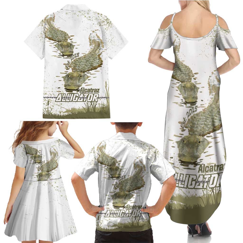 Everglades Florida Alligators Family Matching Summer Maxi Dress and Hawaiian Shirt Alcatraz Est 2025 - Wonder Print Shop