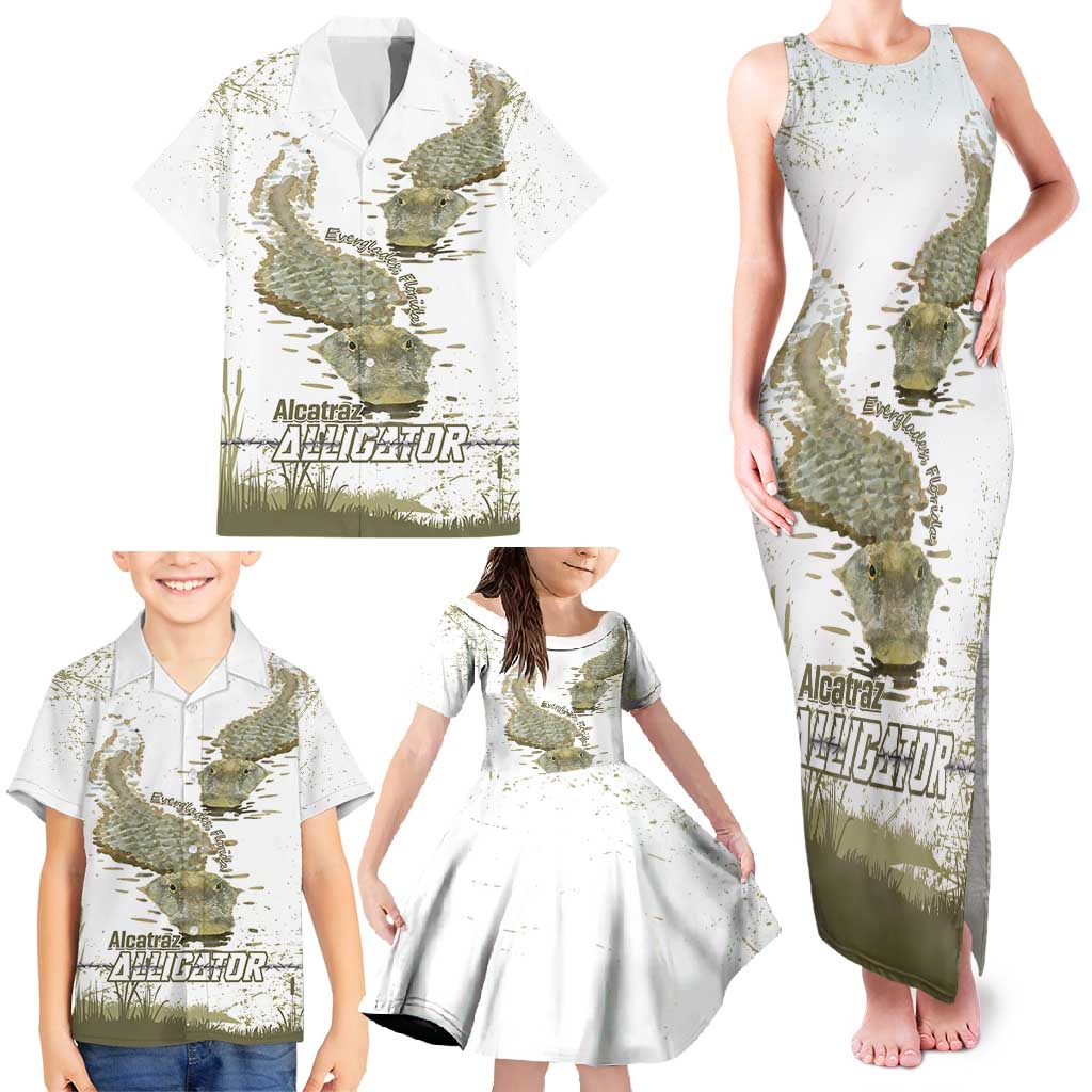 Everglades Florida Alligators Family Matching Tank Maxi Dress and Hawaiian Shirt Alcatraz Est 2025 - Wonder Print Shop