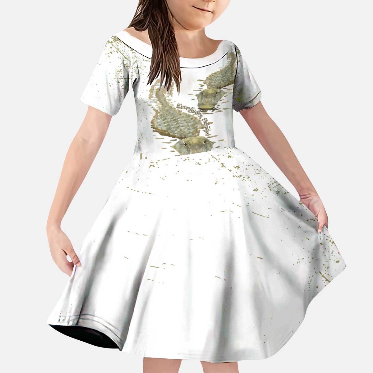 Everglades Florida Alligators Kid Short Sleeve Dress Alcatraz Est 2025 - Wonder Print Shop