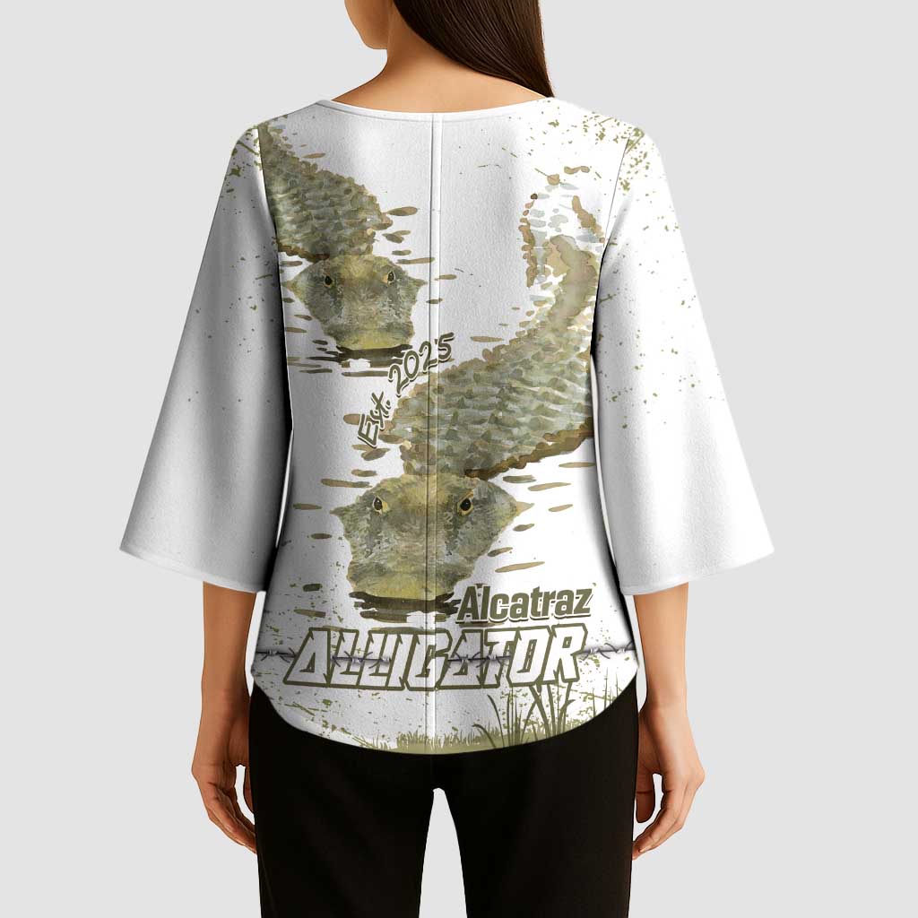 Everglades Florida Alligators Kimono Sleeve Blouse Alcatraz Est 2025 - Wonder Print Shop
