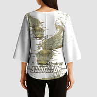 Everglades Florida Alligators Kimono Sleeve Blouse Alcatraz Est 2025 - Wonder Print Shop