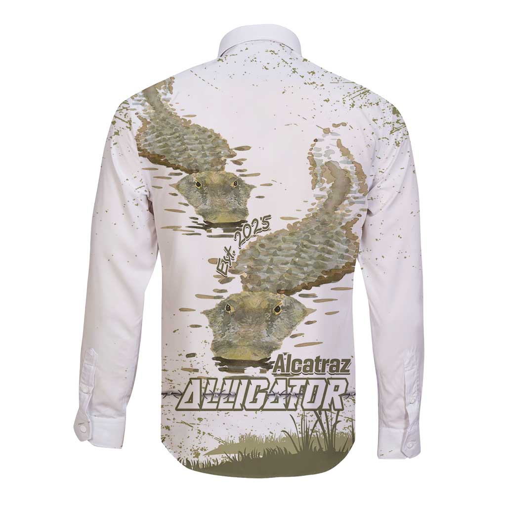 Everglades Florida Alligators Long Sleeve Button Shirt Alcatraz Est 2025 - Wonder Print Shop