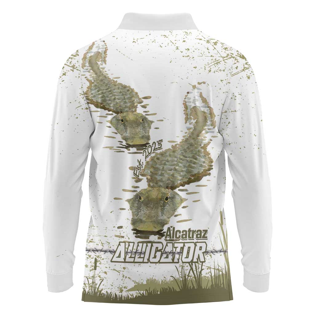 Everglades Florida Alligators Long Sleeve Polo Shirt Alcatraz Est 2025 - Wonder Print Shop