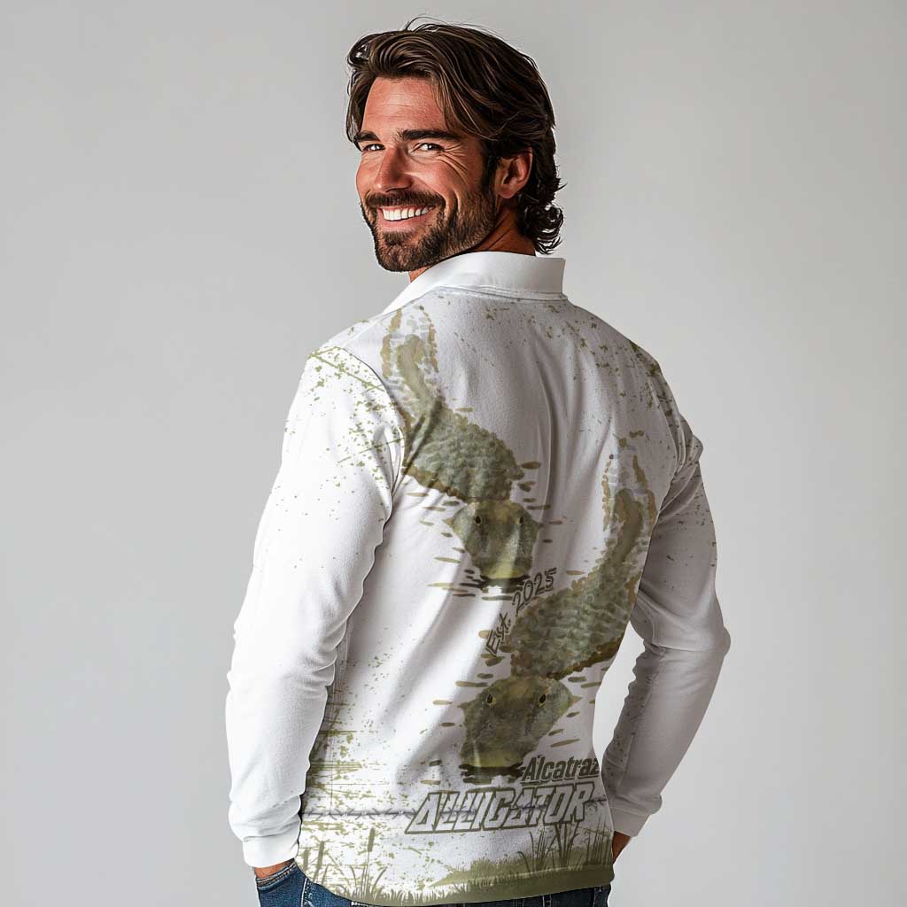 Everglades Florida Alligators Long Sleeve Polo Shirt Alcatraz Est 2025 - Wonder Print Shop