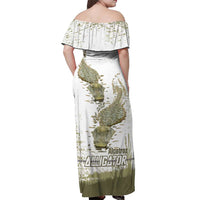 Everglades Florida Alligators Off Shoulder Maxi Dress Alcatraz Est 2025 - Wonder Print Shop