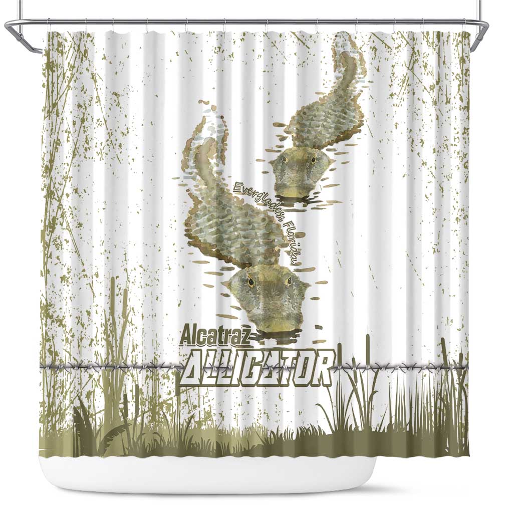 Everglades Florida Alligators Shower Curtain Alcatraz Est 2025 - Wonder Print Shop