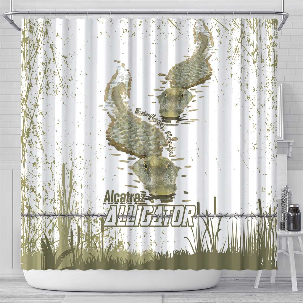 Everglades Florida Alligators Shower Curtain Alcatraz Est 2025 - Wonder Print Shop