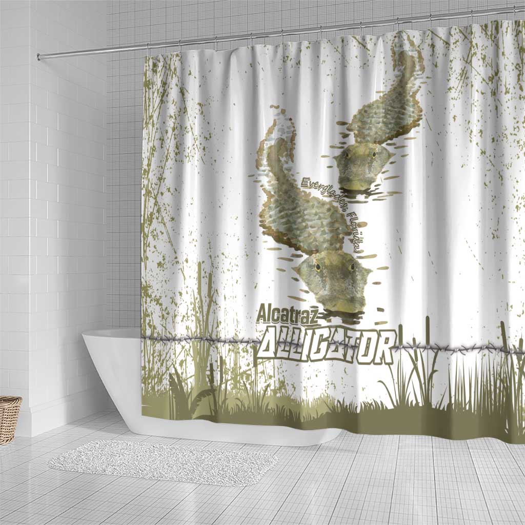 Everglades Florida Alligators Shower Curtain Alcatraz Est 2025 - Wonder Print Shop
