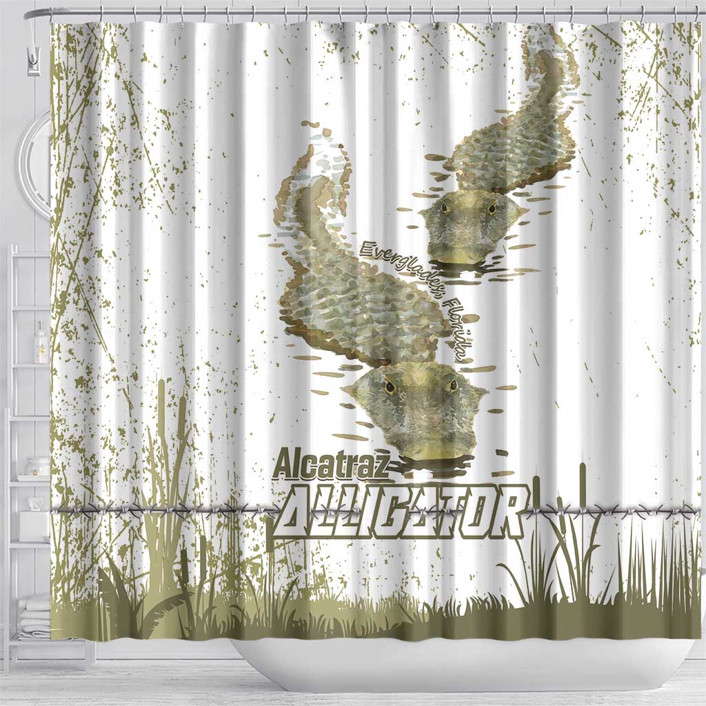 Everglades Florida Alligators Shower Curtain Alcatraz Est 2025 - Wonder Print Shop