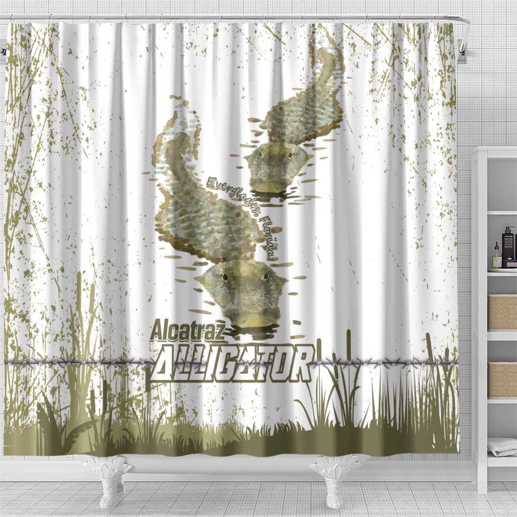 Everglades Florida Alligators Shower Curtain Alcatraz Est 2025 - Wonder Print Shop