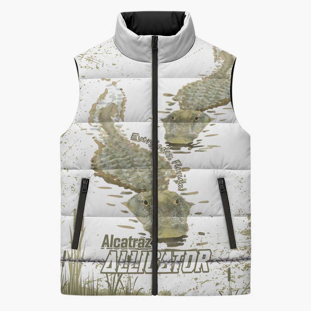Everglades Florida Alligators Sleeveless Puffer Jacket Alcatraz Est 2025 - Wonder Print Shop