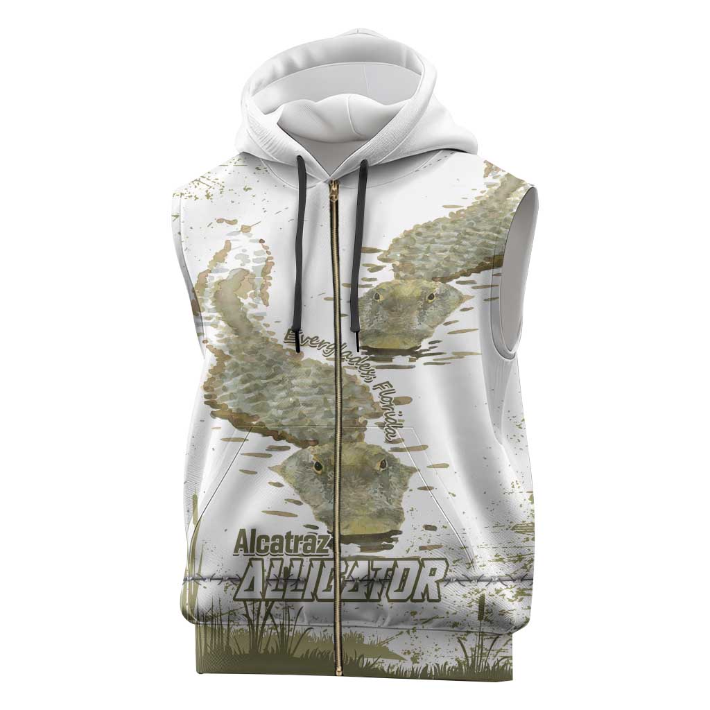 Everglades Florida Alligators Sleeveless Zip Hoodie Alcatraz Est 2025 - Wonder Print Shop