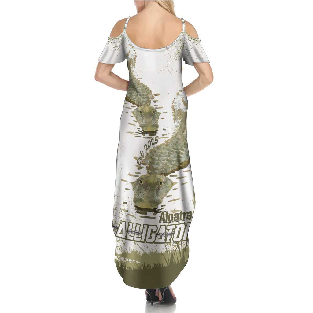 Everglades Florida Alligators Summer Maxi Dress Alcatraz Est 2025 - Wonder Print Shop