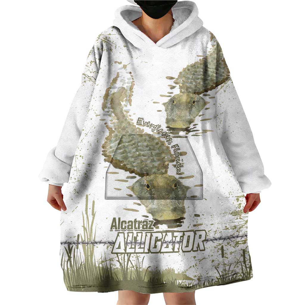 Everglades Florida Alligators Wearable Blanket Hoodie Alcatraz Est 2025 - Wonder Print Shop