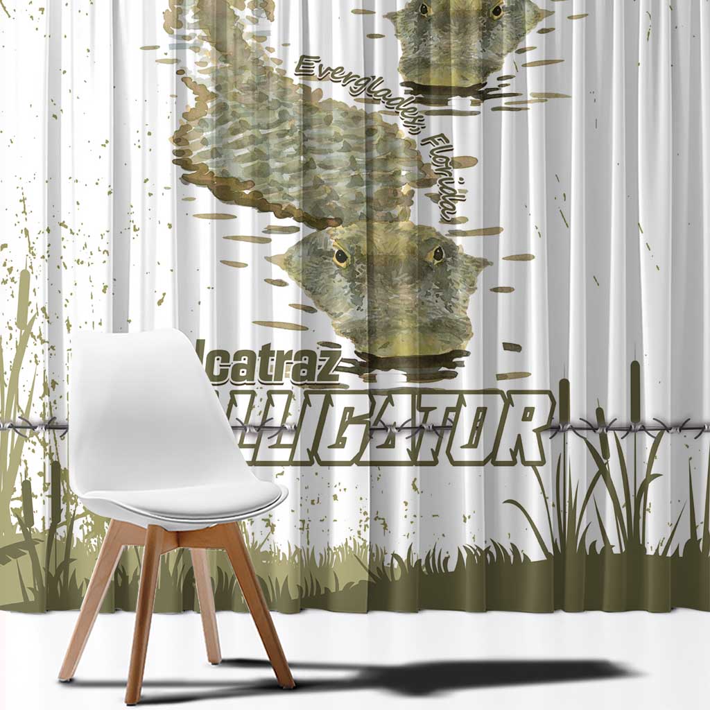 Everglades Florida Alligators Window Curtain Alcatraz Est 2025 - Wonder Print Shop