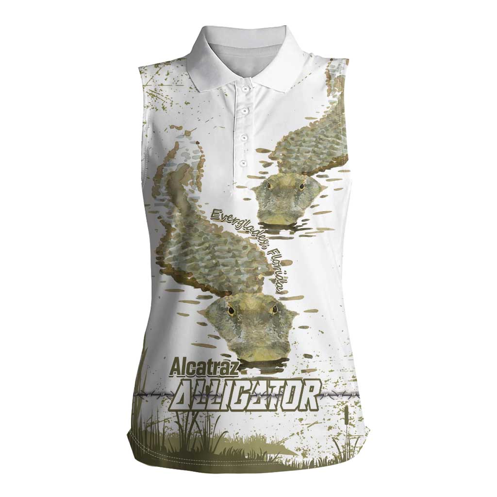 Everglades Florida Alligators Women Sleeveless Polo Shirt Alcatraz Est 2025 - Wonder Print Shop