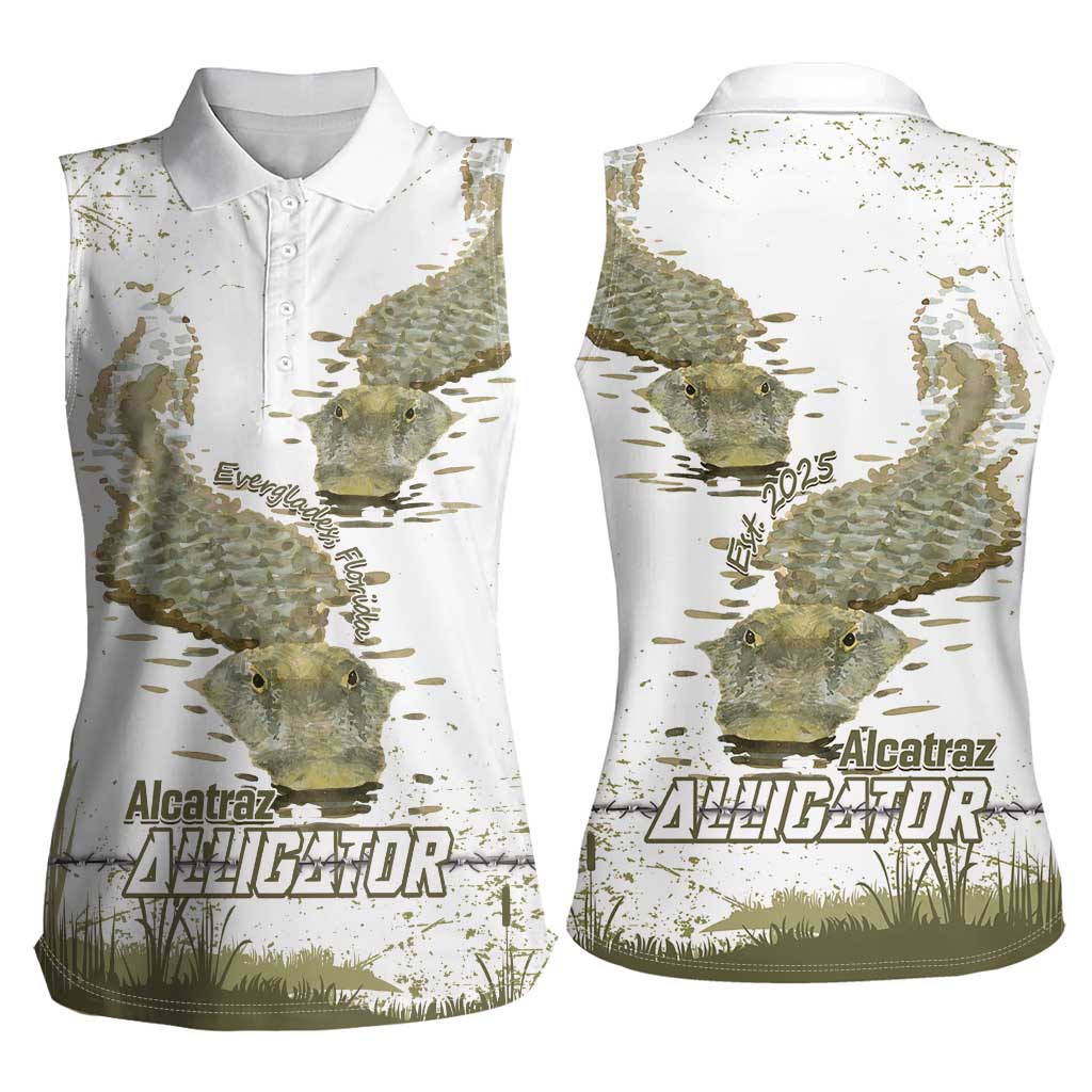 Everglades Florida Alligators Women Sleeveless Polo Shirt Alcatraz Est 2025 - Wonder Print Shop