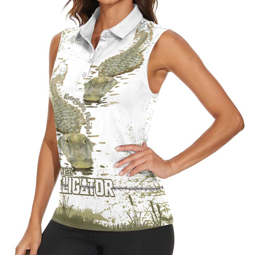 Everglades Florida Alligators Women Sleeveless Polo Shirt Alcatraz Est 2025 - Wonder Print Shop