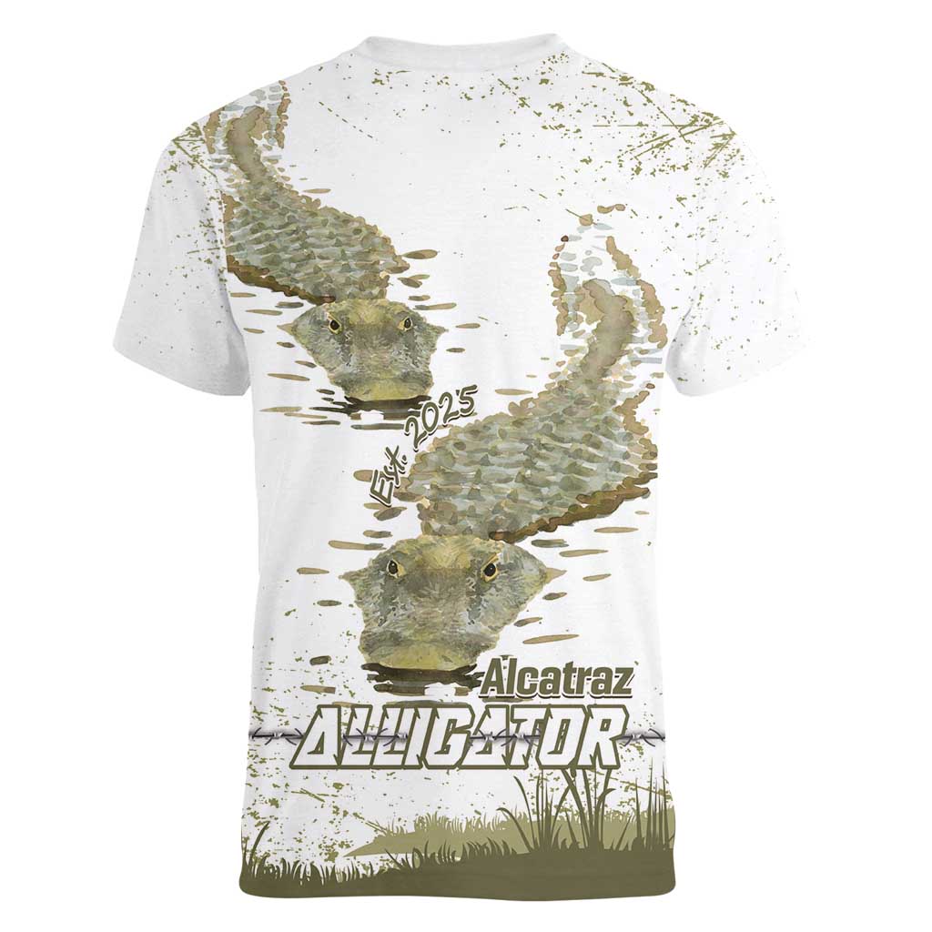 Everglades Florida Alligators Women V-Neck T-Shirt Alcatraz Est 2025 - Wonder Print Shop