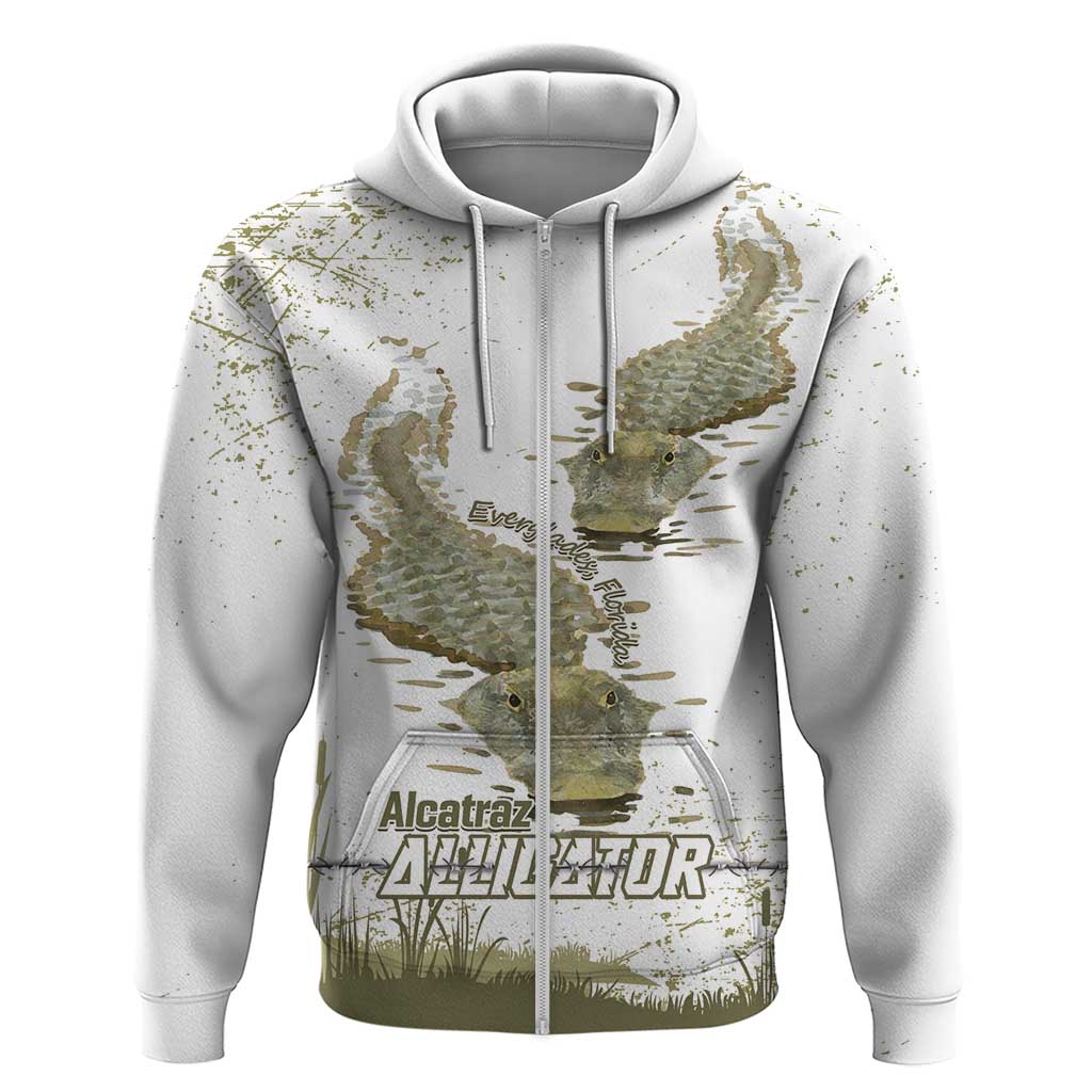 Everglades Florida Alligators Zip Hoodie Alcatraz Est 2025 - Wonder Print Shop