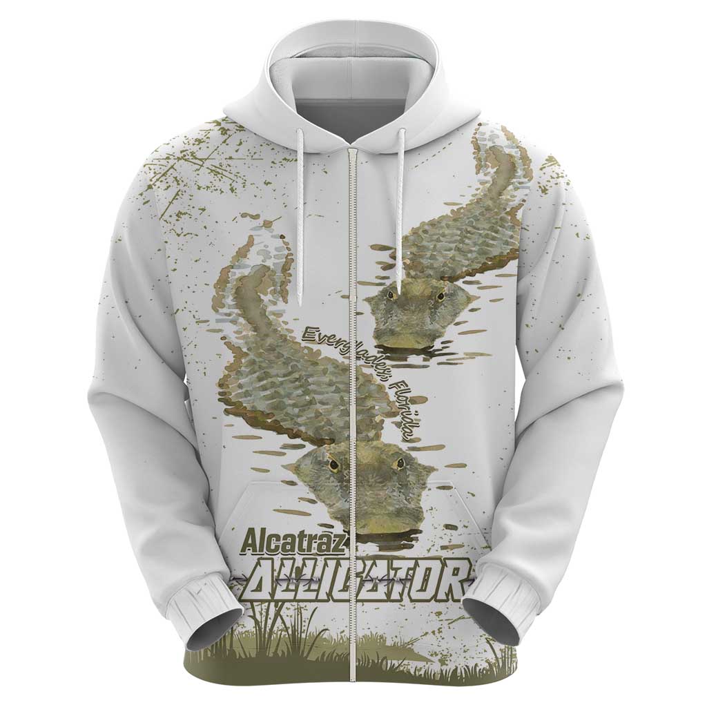 Everglades Florida Alligators Zip Hoodie Alcatraz Est 2025 - Wonder Print Shop