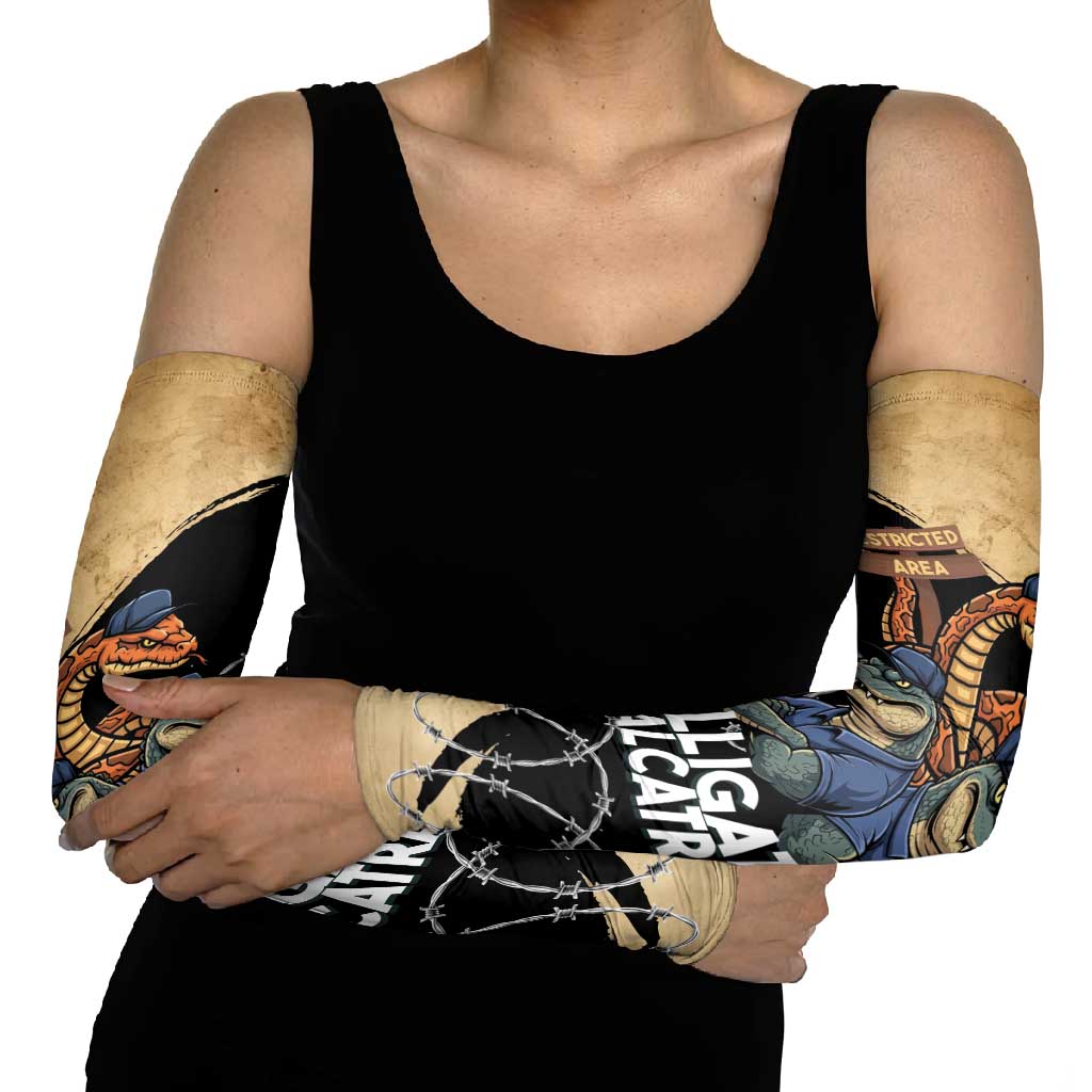 Alligator Alcatraz Arm Sleeves Gator and Python Restricted Area - Wonder Print Shop