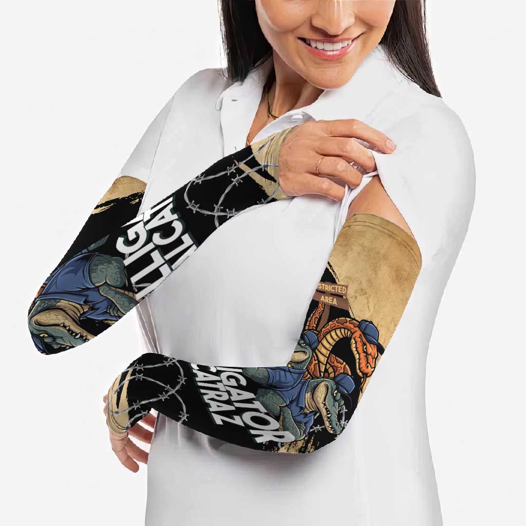 Alligator Alcatraz Arm Sleeves Gator and Python Restricted Area - Wonder Print Shop