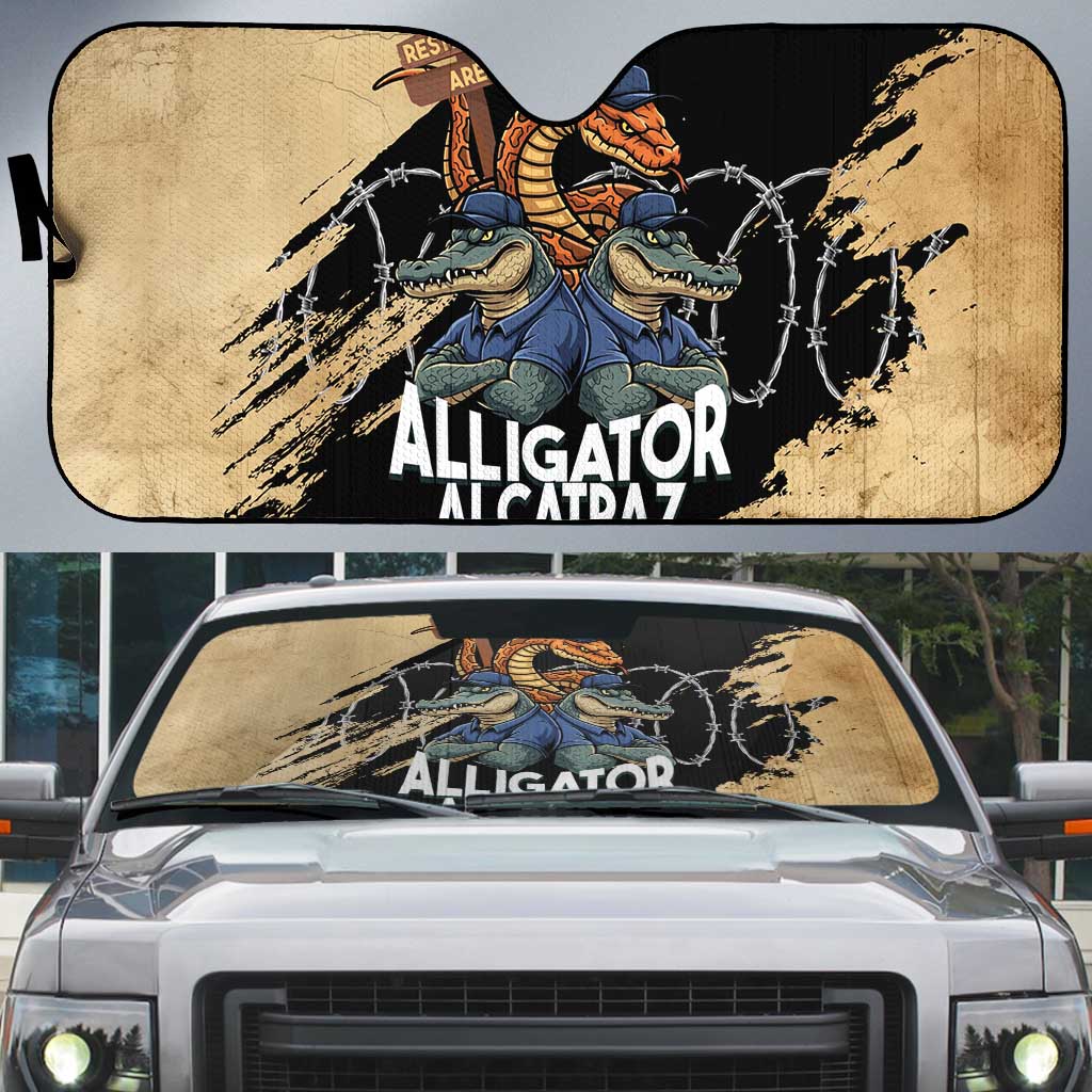 Alligator Alcatraz Auto Sun Shade Gator and Python Restricted Area - Wonder Print Shop