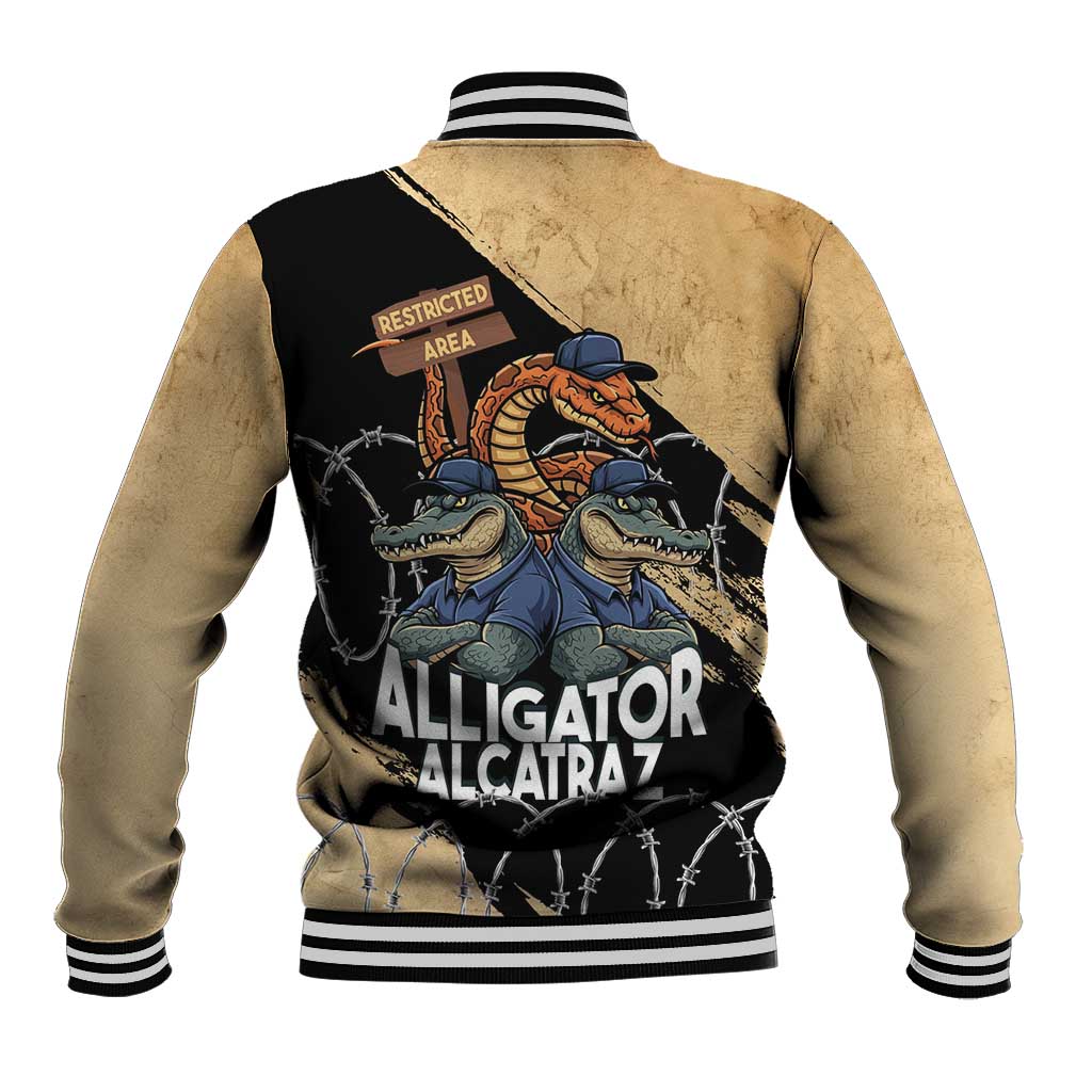 Alligator Alcatraz Baseball Jacket Gator and Python Restricted Area - Wonder Print Shop