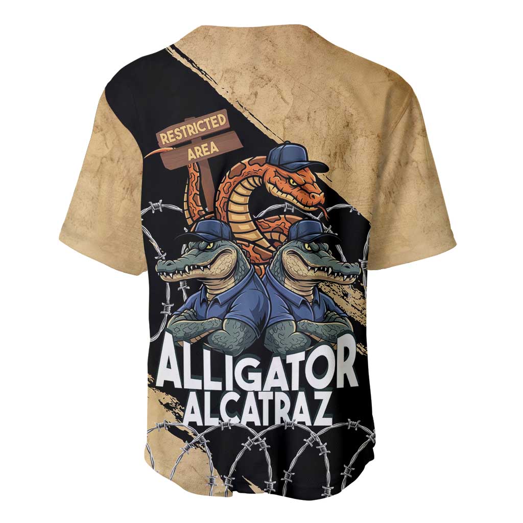 Alligator Alcatraz Baseball Jersey Gator and Python Restricted Area - Wonder Print Shop