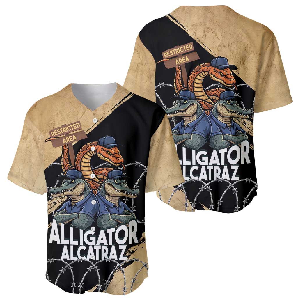 Alligator Alcatraz Baseball Jersey Gator and Python Restricted Area - Wonder Print Shop