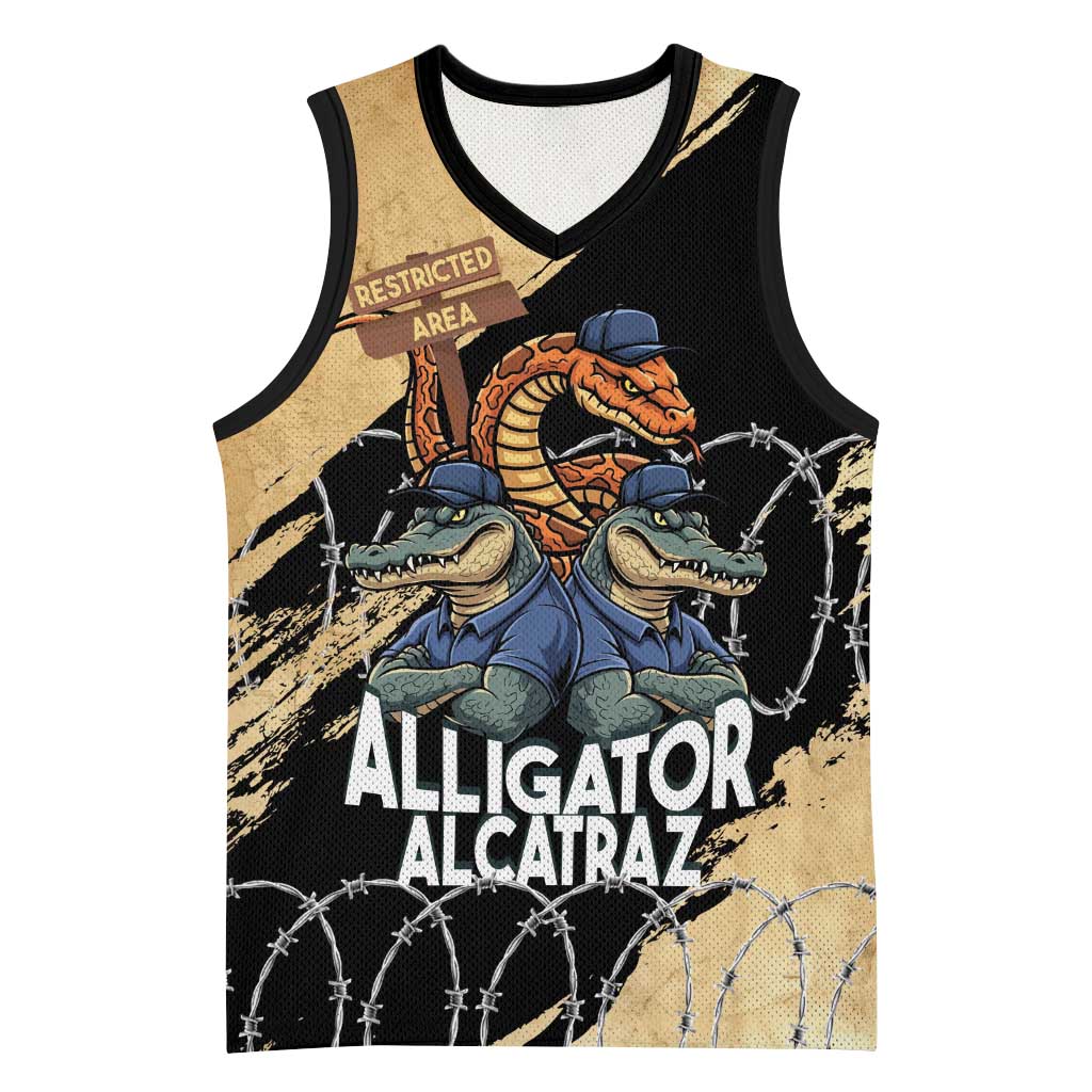 Alligator Alcatraz Basketball Jersey Gator and Python Restricted Area - Wonder Print Shop