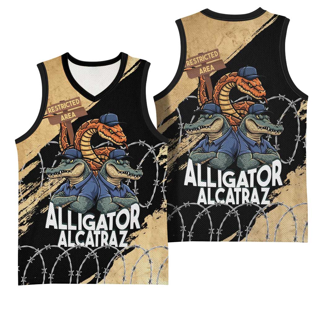 Alligator Alcatraz Basketball Jersey Gator and Python Restricted Area - Wonder Print Shop