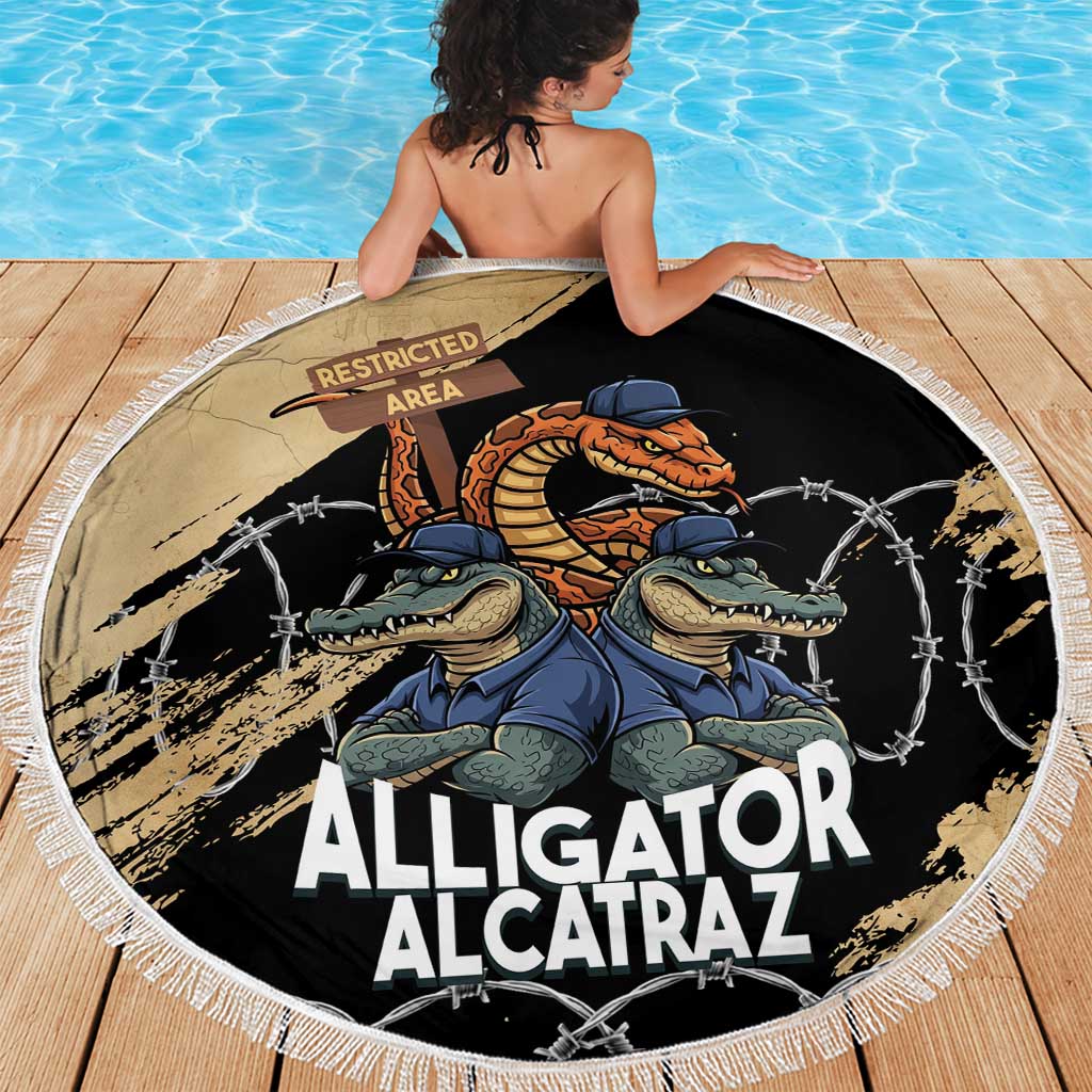 Alligator Alcatraz Beach Blanket Gator and Python Restricted Area - Wonder Print Shop