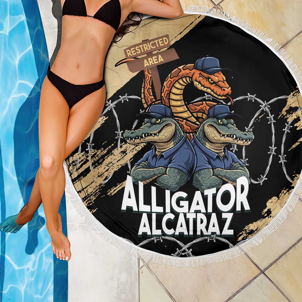 Alligator Alcatraz Beach Blanket Gator and Python Restricted Area - Wonder Print Shop
