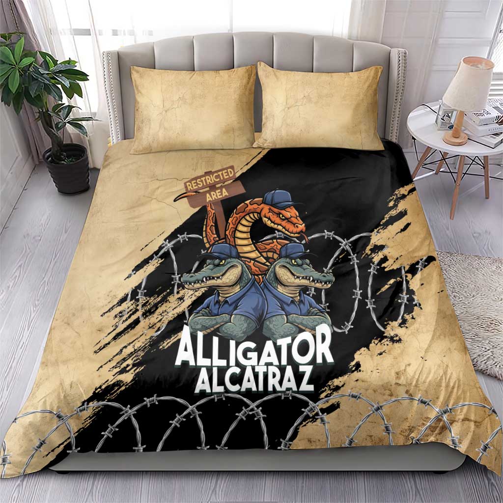 Alligator Alcatraz Bedding Set Gator and Python Restricted Area - Wonder Print Shop
