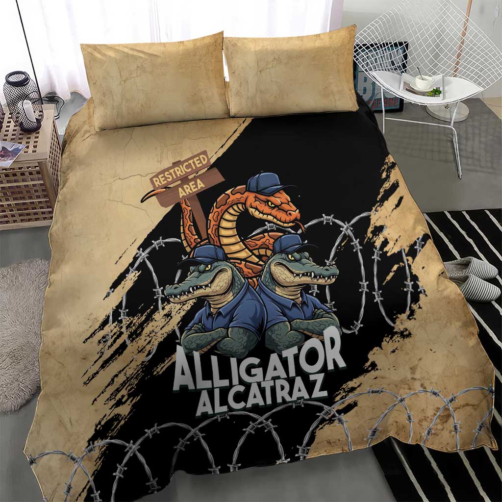 Alligator Alcatraz Bedding Set Gator and Python Restricted Area - Wonder Print Shop